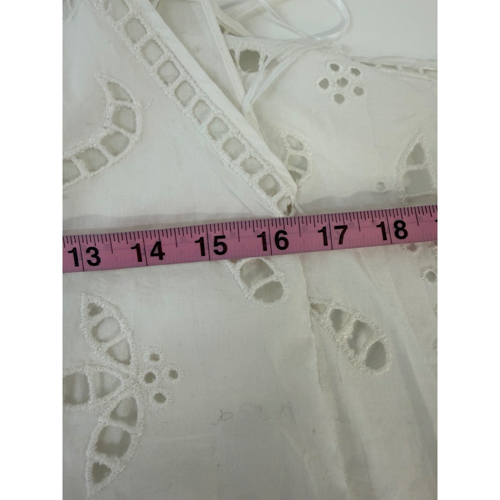 Zara Eyelet Lace Maxi Dress Size 1 White Crochet Boho V-Neck Open Back - Picture 5 of 11